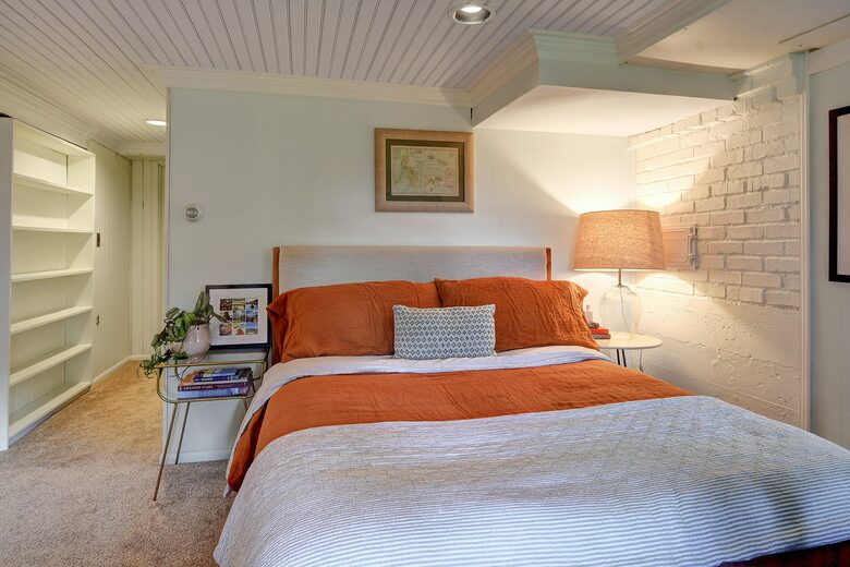 Daylight basement guest bedroom