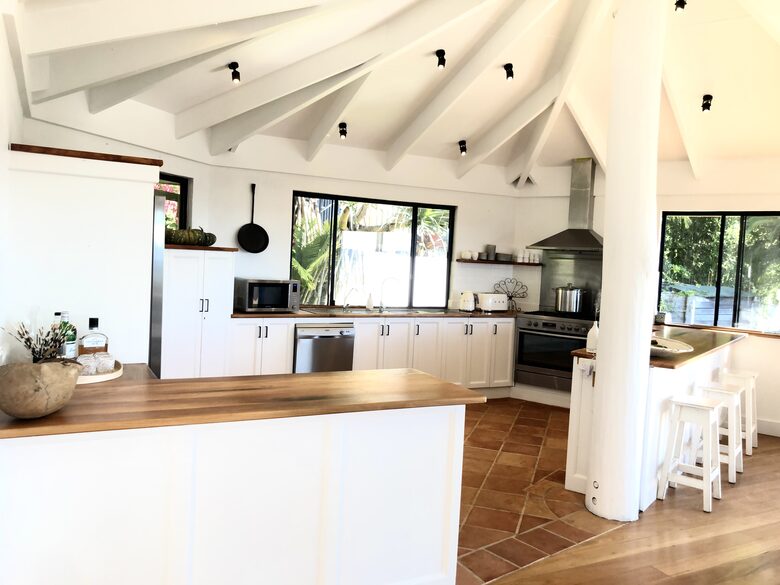 Open plan fully equipped kitchen