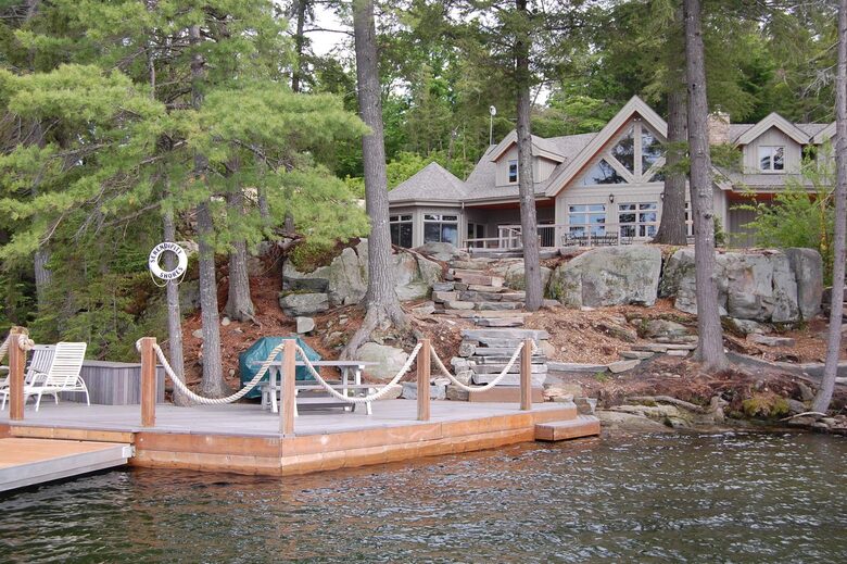 Plenty of dock space with deep water and sandy beach