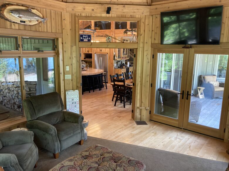 view from gazebo looking back into kitchen.