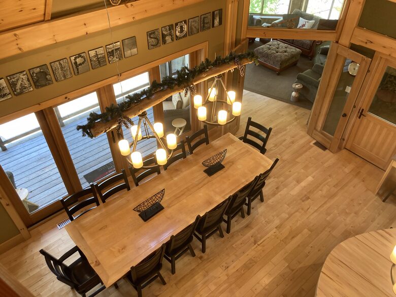 large kitchen table and eating area