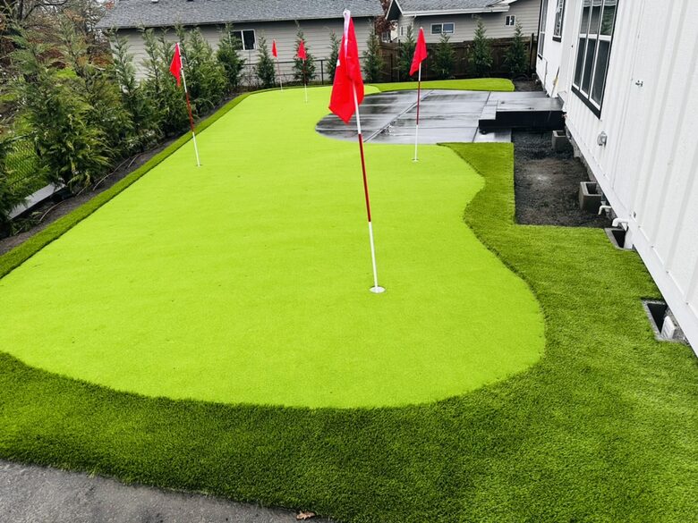 70ft wide putting green with contours for various putts