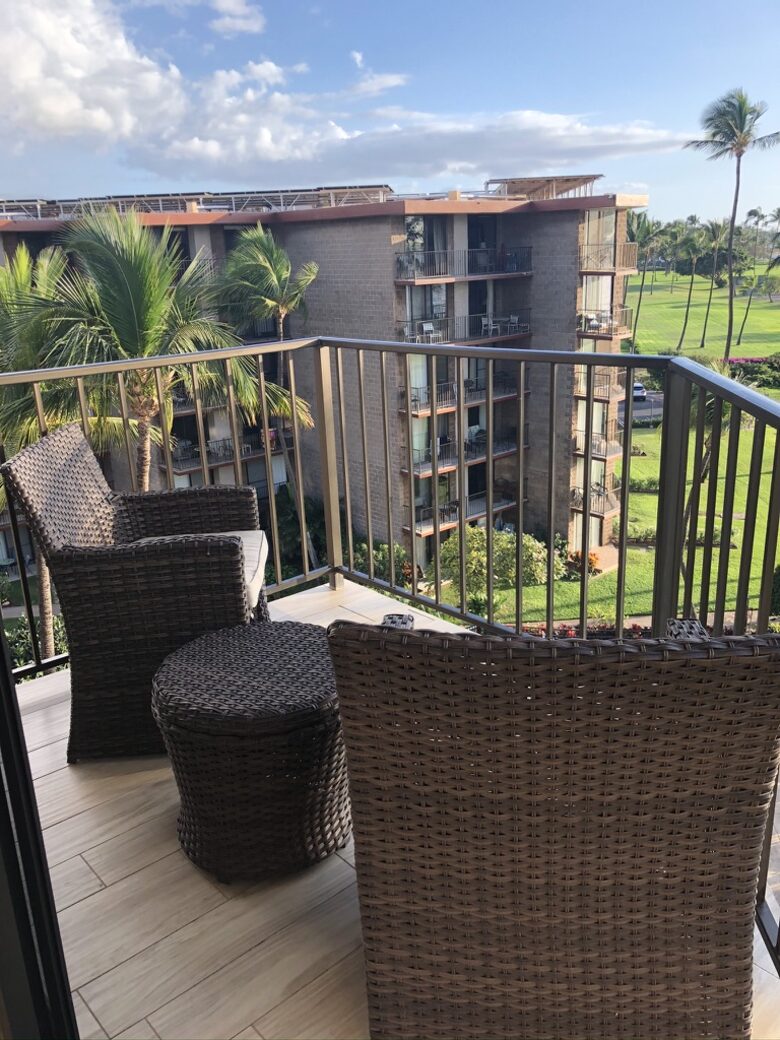 small lanai off master for watching sunrise with coffee!