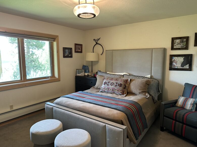 Lower level queen bedroom with ensuite bath