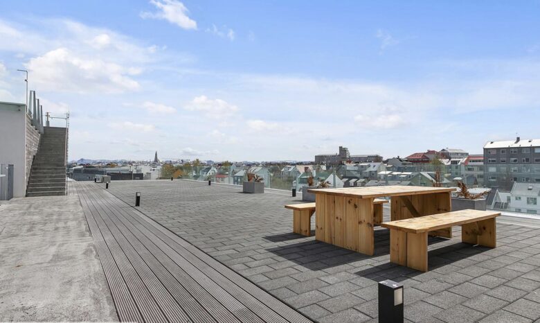 Communal rooftop outdoor area