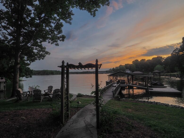 walk to the dock at sunset