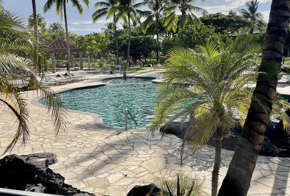 Beautiful pool, spa and fitness room on property