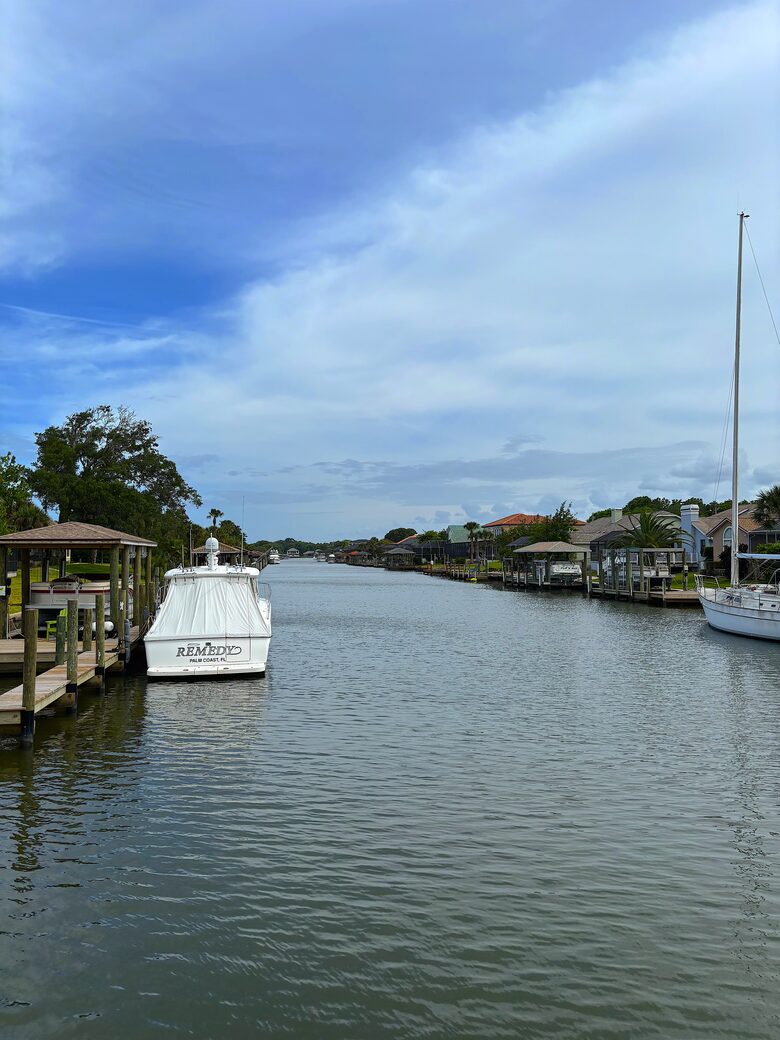 Canal view, backyard