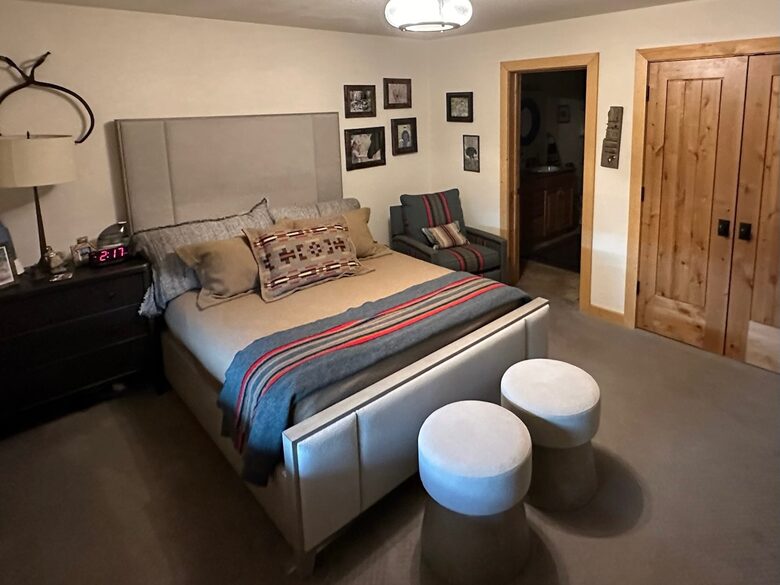 Lower level queen bedroom with ensuite bath