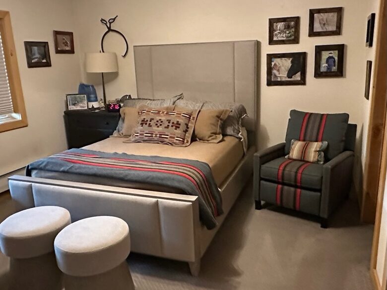 Lower level queen bedroom with ensuite bath