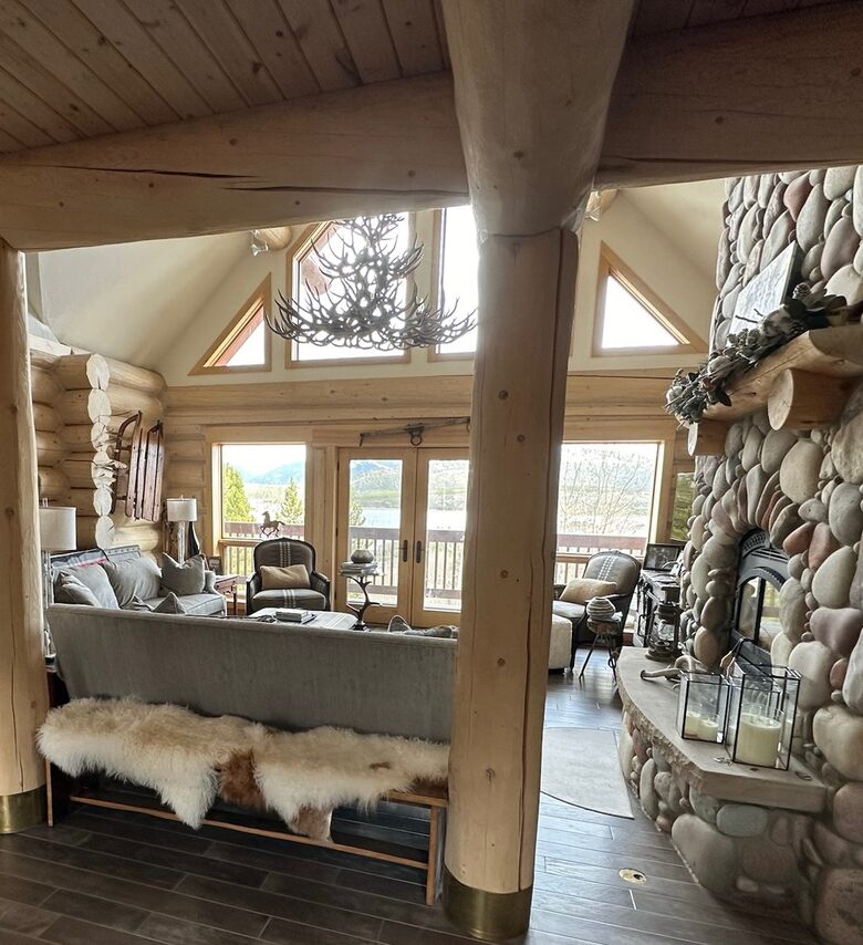 Main floor living room, with views over Lake Dillon