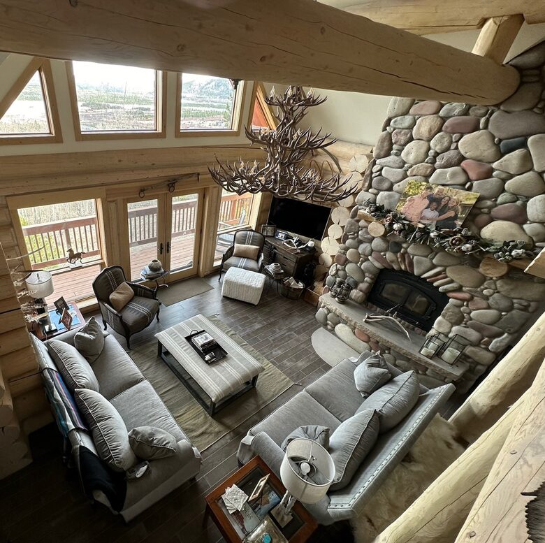 Main floor living room, with views over Lake Dillon