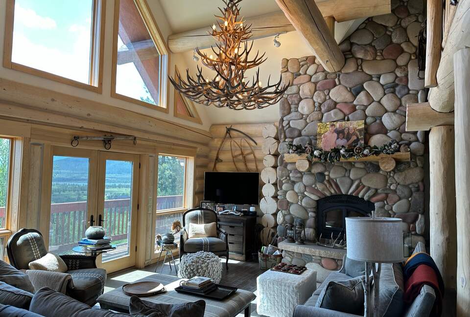 Main floor living room, with views over Lake Dillon