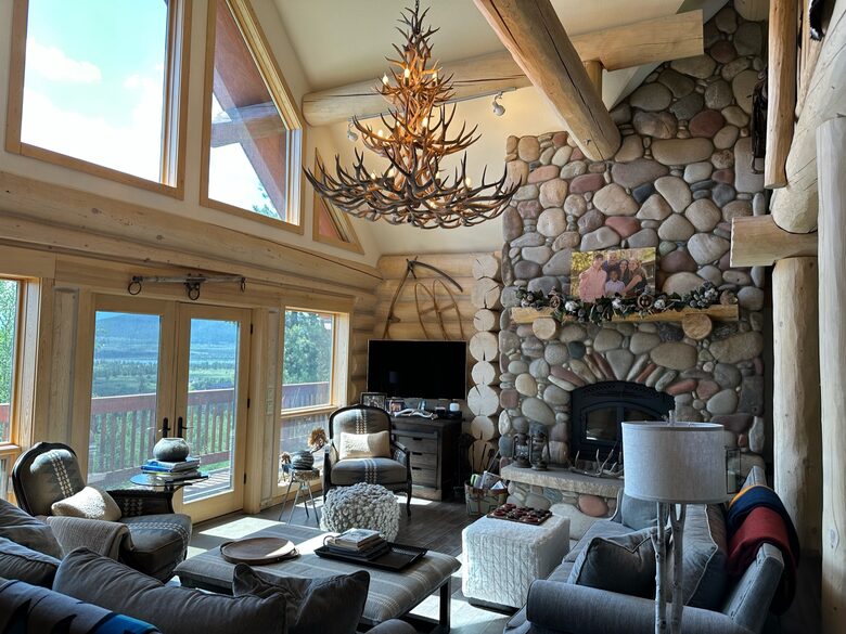 Main floor living room, with views over Lake Dillon