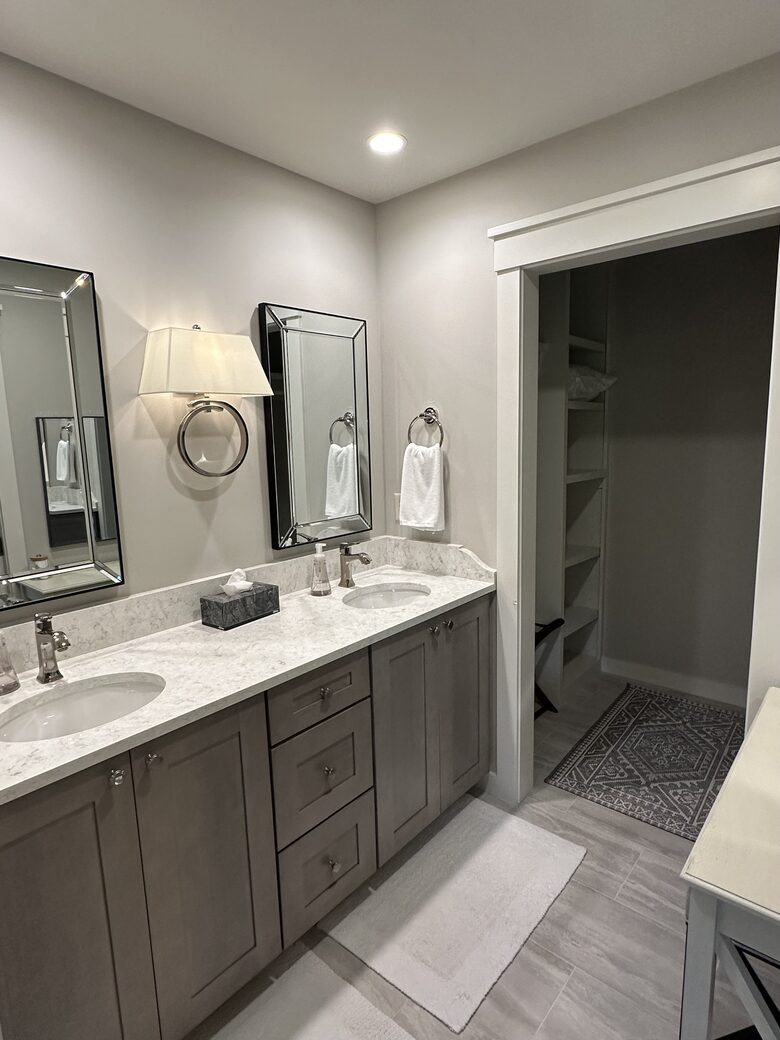 Bathroom #2 with double sinks.
