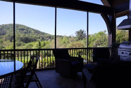 Amazing views screened in porch fireplace and built in grill