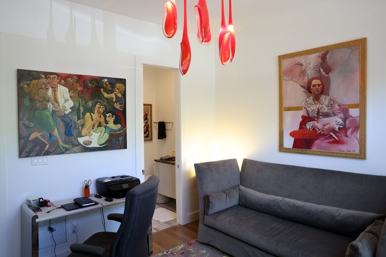 dedicated office with TV