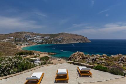 View over Agrari and Elia beaches