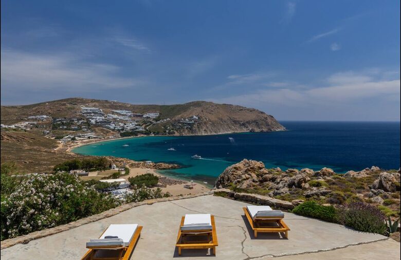 View over Agrari and Elia beaches
