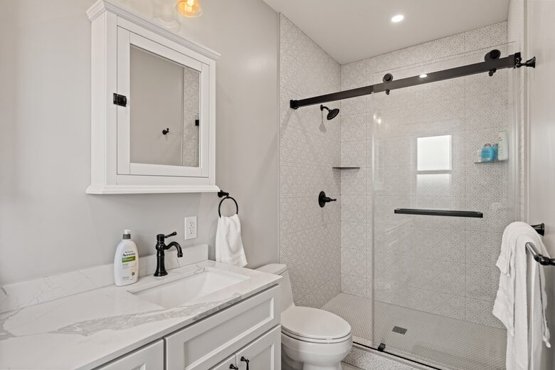 Bathroom off primary bedroom