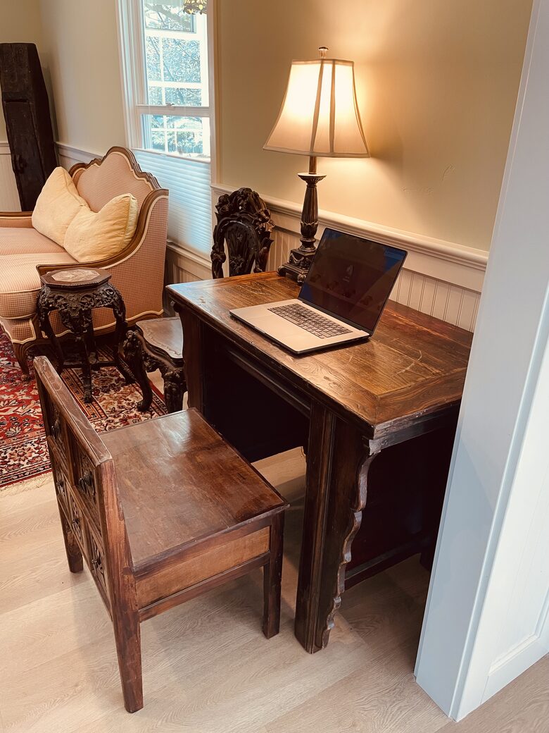 Desk in library (monitor included, not shown in photo)