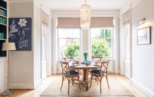 Dining table overlooking private gardens