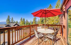 Deck of the living room with partial views of Lake Tahoe