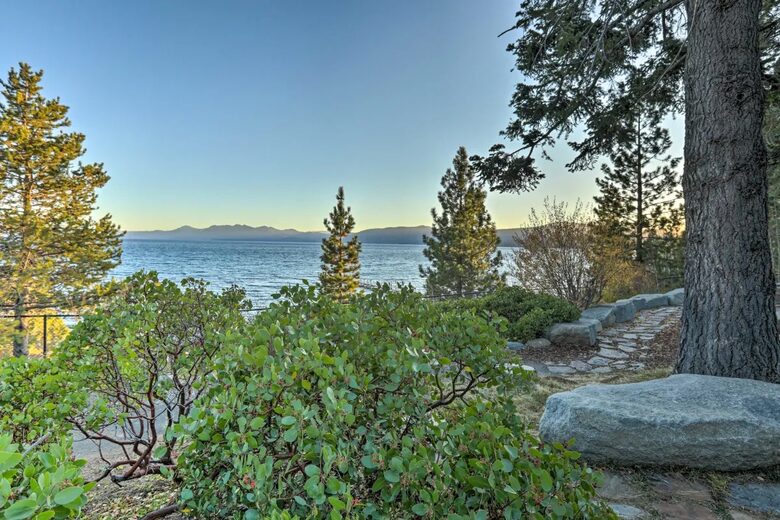 View of the lake from just down the street of the home