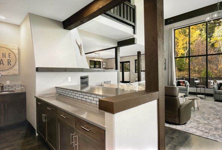 Bar area overlooking living room