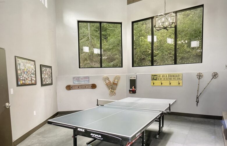 Mud room with ping pong table