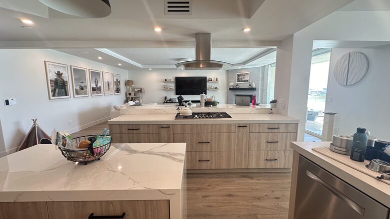 Kitchen, Bar Counter & Living Area
