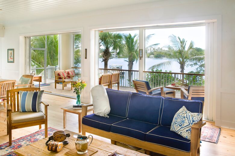 Living area opens to the west facing porch