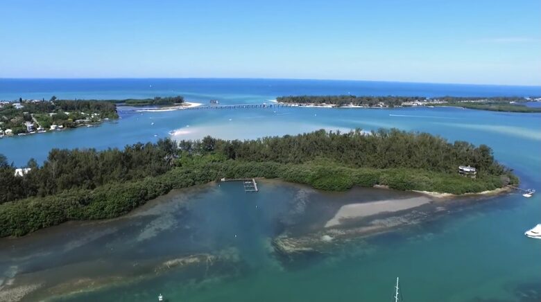 Our private island on the east side looking west toward the gulf