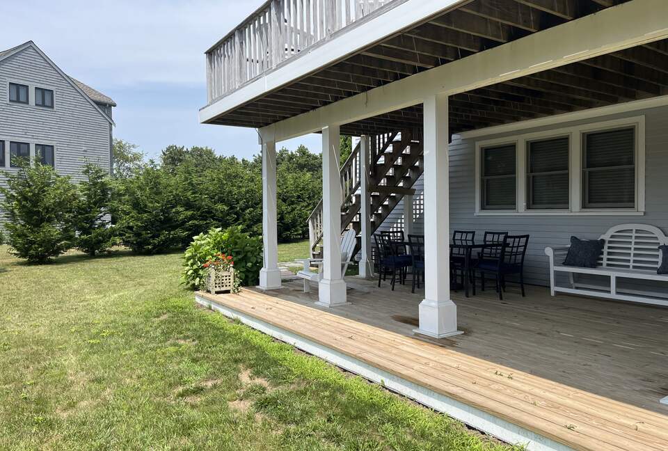 First floor deck with outdoor shower