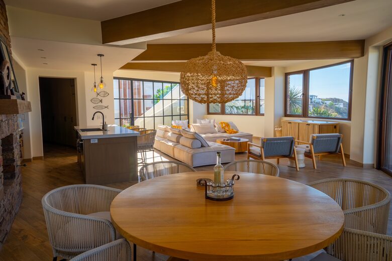 Main living area-dining area looking into TV area and kitchen