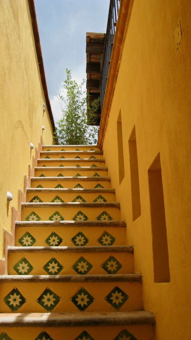 Steps to rooftop garden