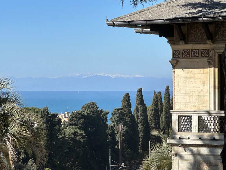 View from villa of Maritime alps and mediterranean sea