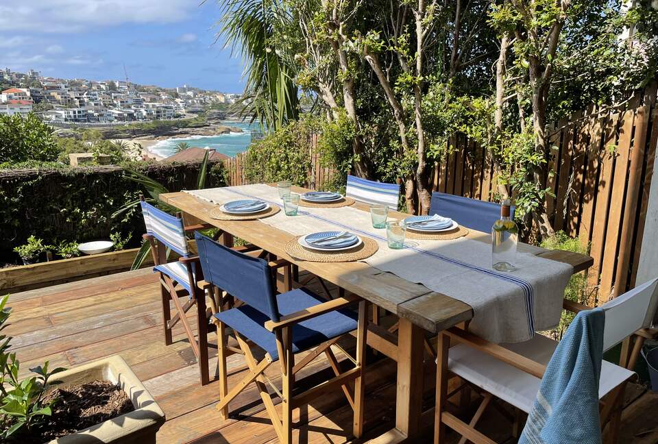 Outdoor deck and dining seaviews