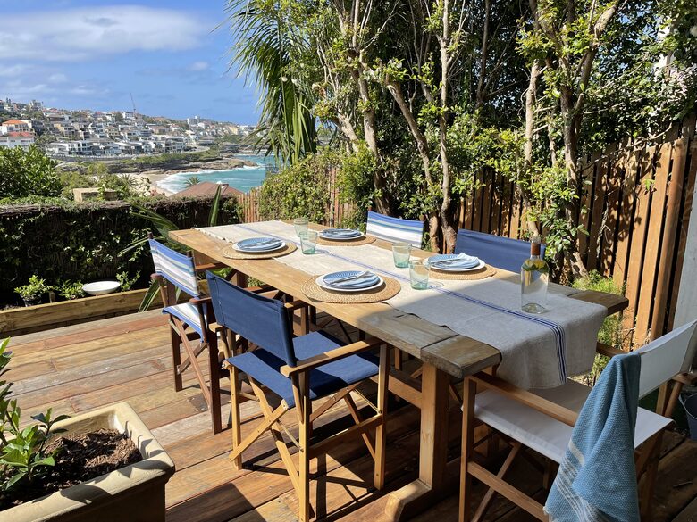 Outdoor deck and dining seaviews
