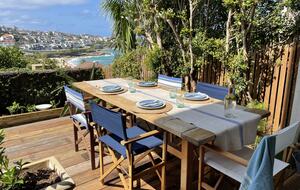 Outdoor deck and dining seaviews