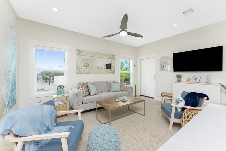 Spacious Living Room with Smart TV