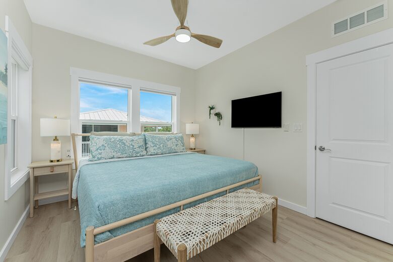 Primary Bedroom has King Bed and SMART TV