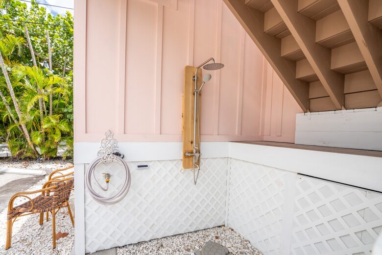 Outdoor Shower and Hose for Guest Use