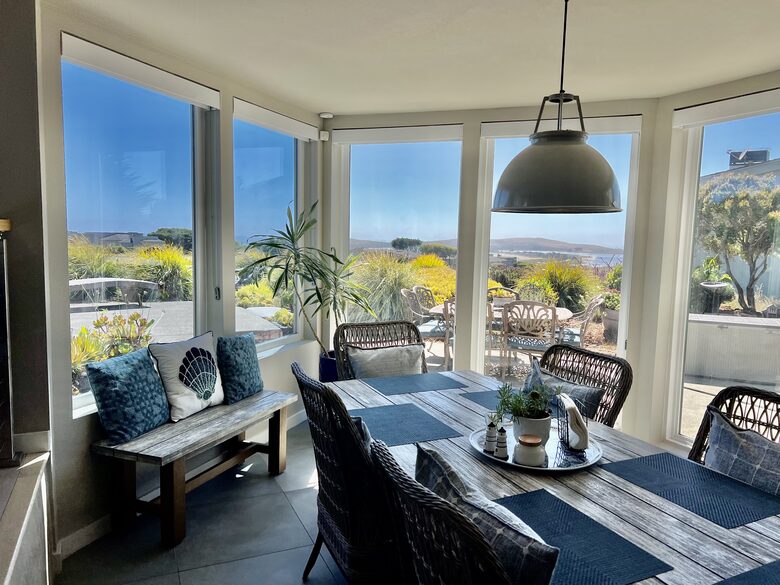 Dining area with epic views.