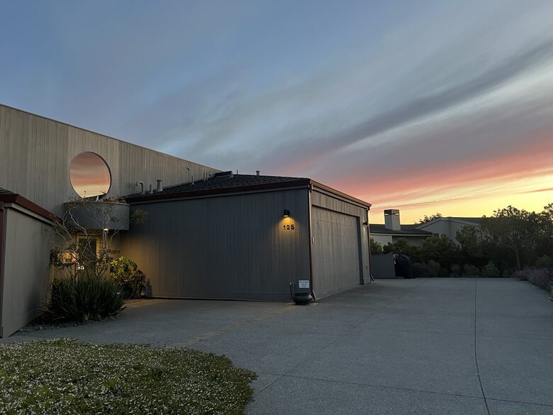 Sunset at entrance of the home.