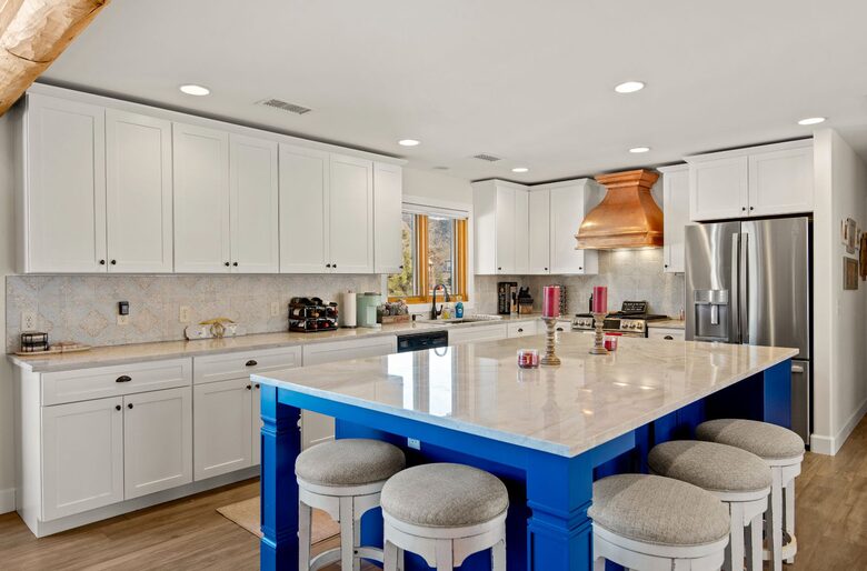 Kitchen with large island and seating for 5