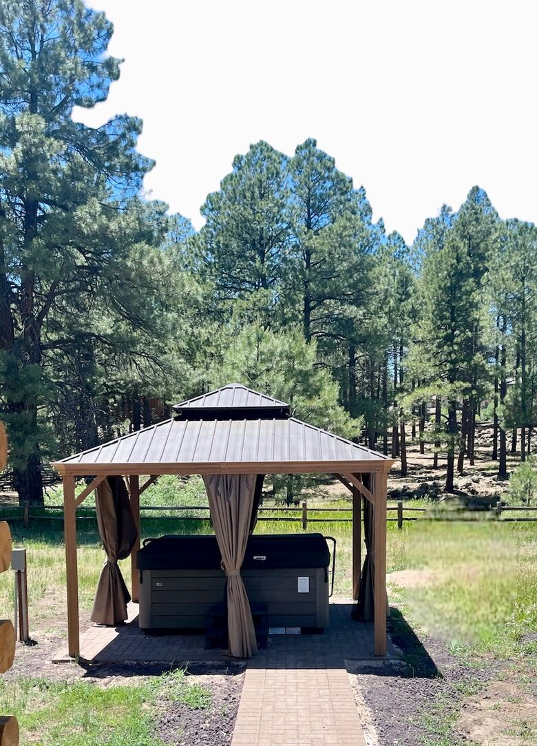Outdoor hot tub and gazebo