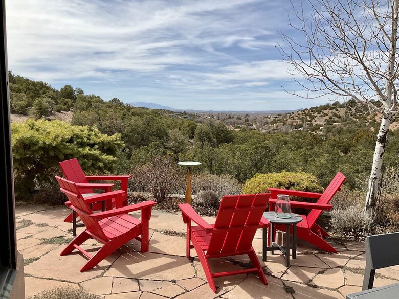 Outdoor seating with sunset views