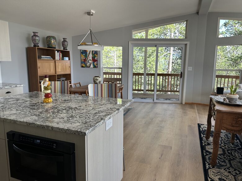 viewing the dining room from the kitchen