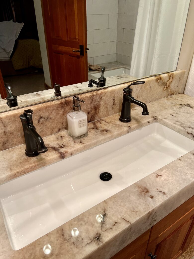Primary Bath with Quartzite and Oil rubbed bronze